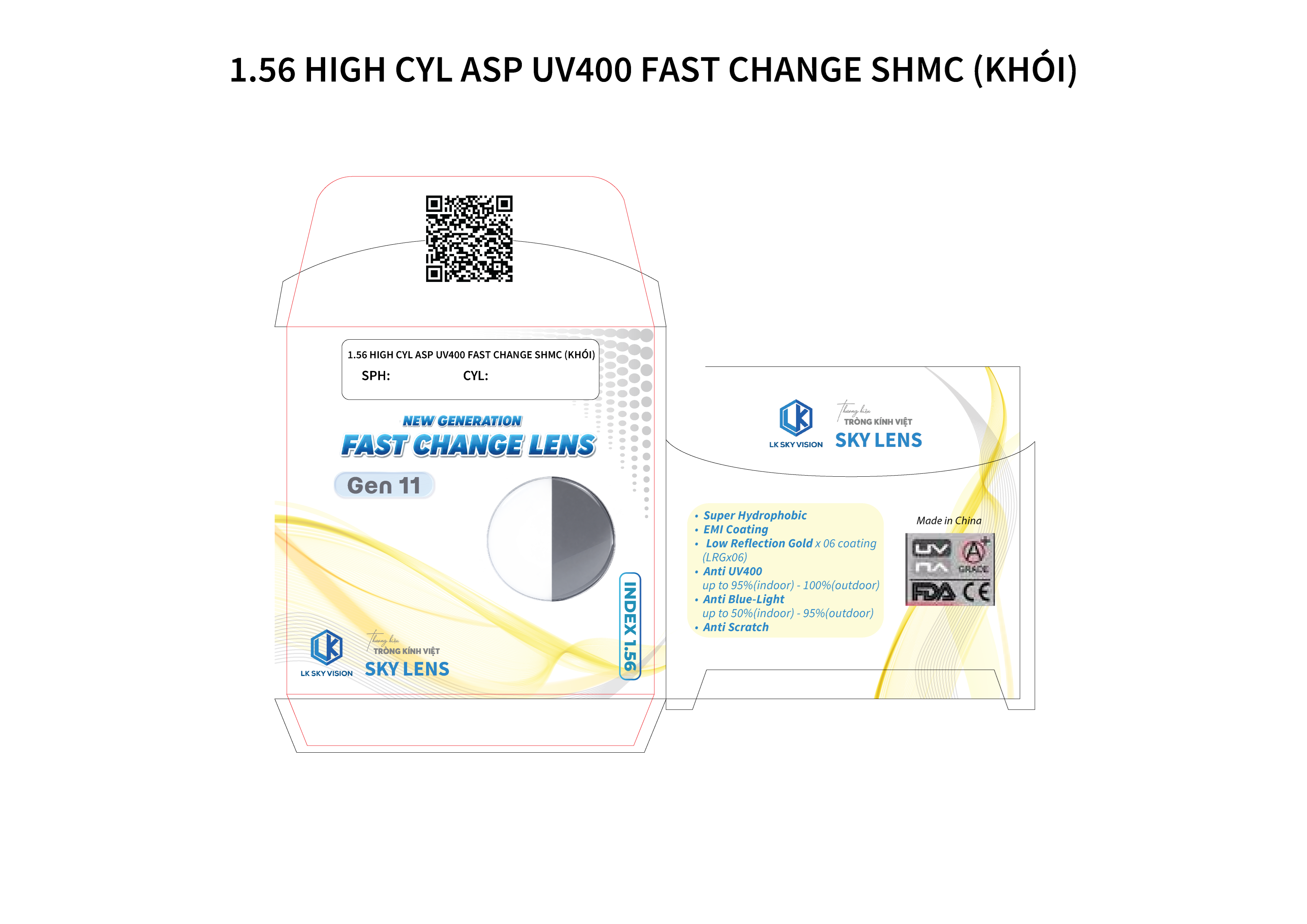 1.56 HIGH CYL ASP UV400 FAST CHANGE SHMC (KHÓI) GEN 11
